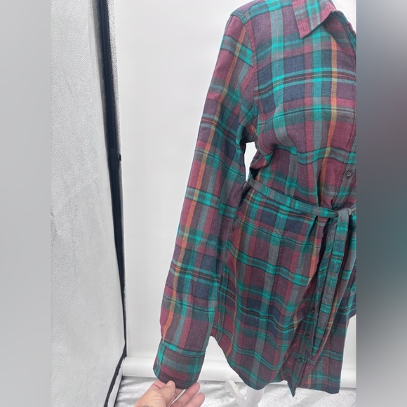 Toad&Co Re-Form Flannel Plaid Shirt Dress - Green and Red Size Medium - Picture 6 of 7